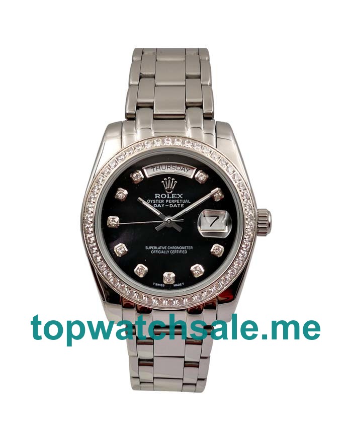 Replica Rolex Day-Date 118346 UK - 36MM Platinum Male Rolex Day-Date Replica Watches - Blingwatches.co.uk