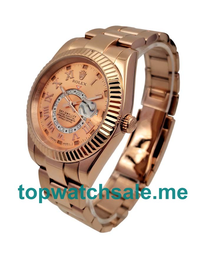 Replica Rolex Sky-Dweller 326935 UK - 40.5MM Rose Gold Male Rolex Sky-Dweller Replica Watches - Blingwatches.co.uk