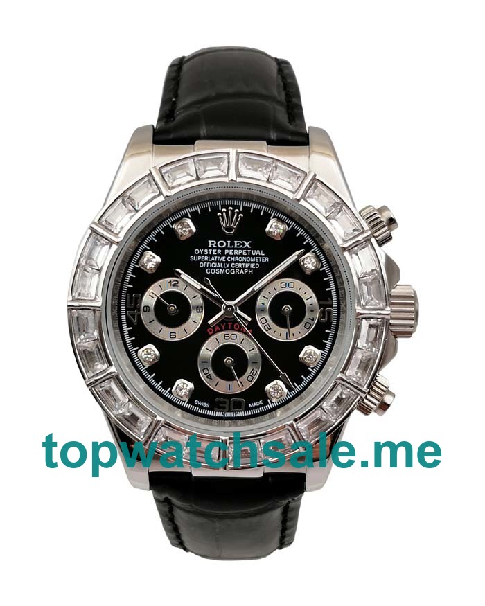 Replica Rolex Daytona 116589BR UK - 40MM White Gold Male Rolex Daytona Replica Watches - Blingwatches.co.uk