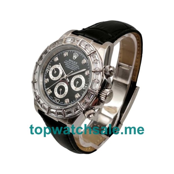 Replica Rolex Daytona 116589BR UK - 40MM White Gold Male Rolex Daytona Replica Watches - Blingwatches.co.uk