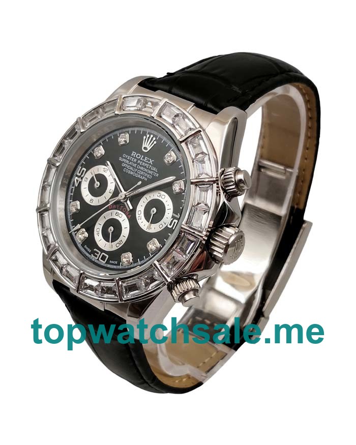 Replica Rolex Daytona 116589BR UK - 40MM White Gold Male Rolex Daytona Replica Watches - Blingwatches.co.uk