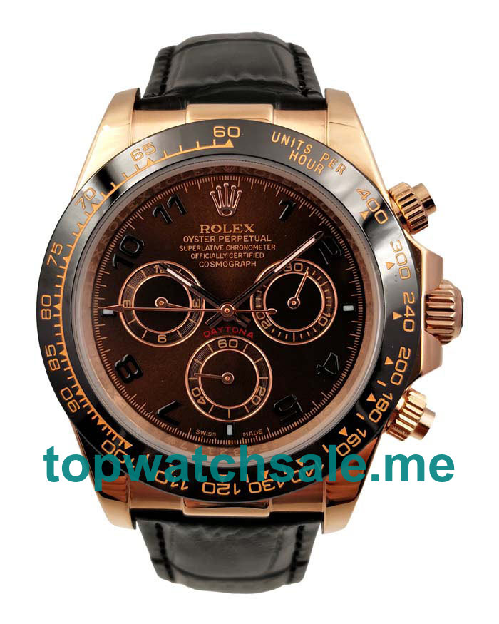 Replica Rolex Daytona 116515 UK - 40MM Rose Gold Male Rolex Daytona Replica Watches - Blingwatches.co.uk