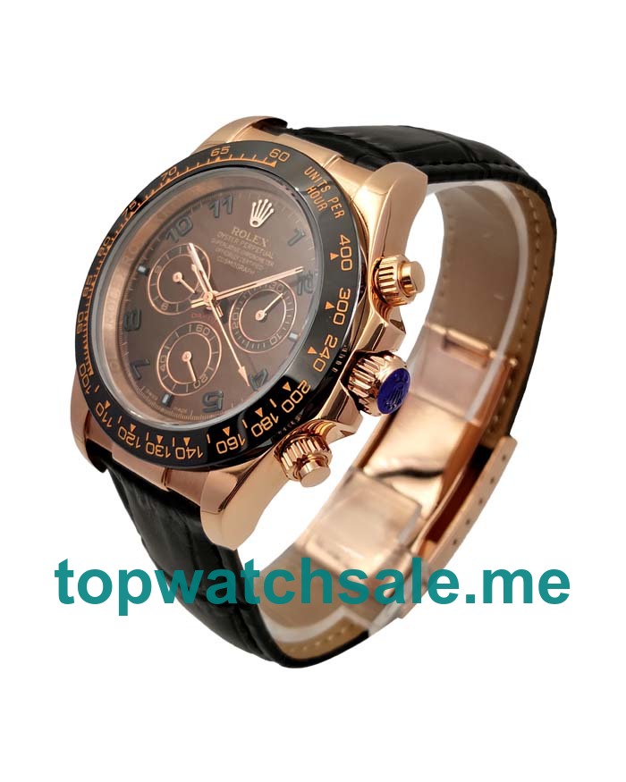 Replica Rolex Daytona 116515 UK - 40MM Rose Gold Male Rolex Daytona Replica Watches - Blingwatches.co.uk