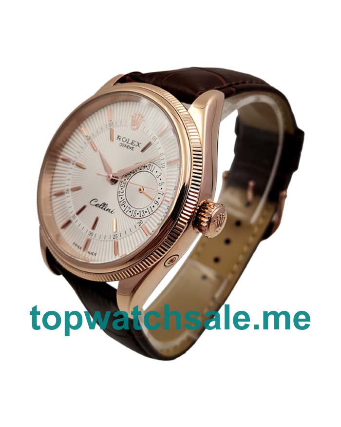 Replica Rolex Cellini 50515 UK - 39MM Rose Gold Male Rolex Cellini Replica Watches - Blingwatches.co.uk