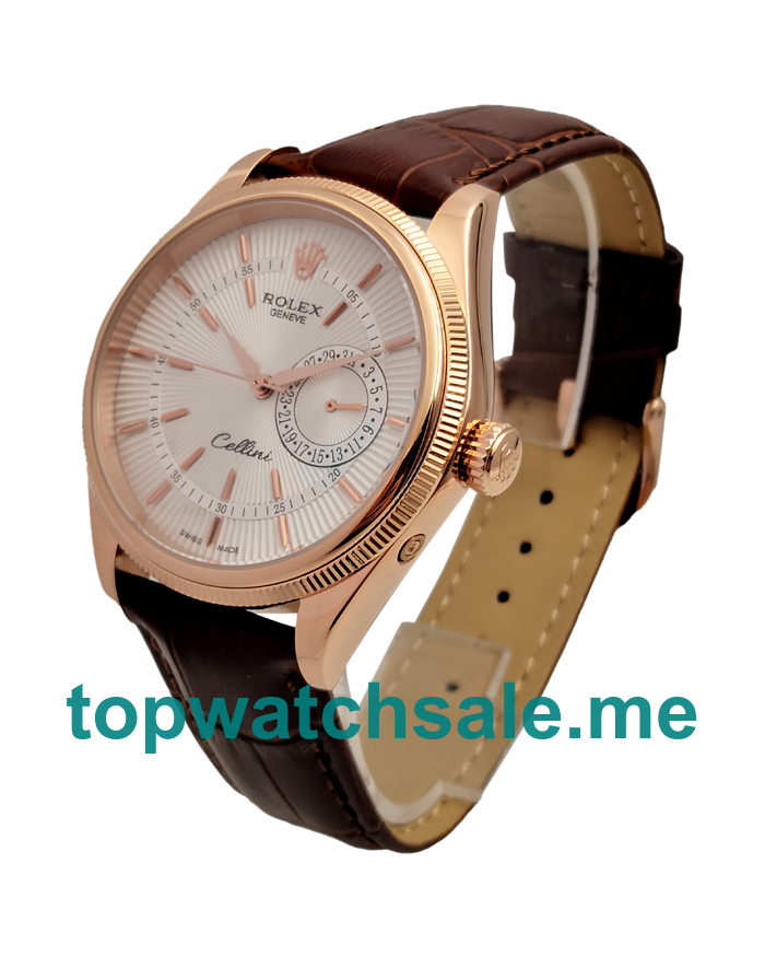 Replica Rolex Cellini 50515 UK - 39MM Rose Gold Male Rolex Cellini Replica Watches - Blingwatches.co.uk