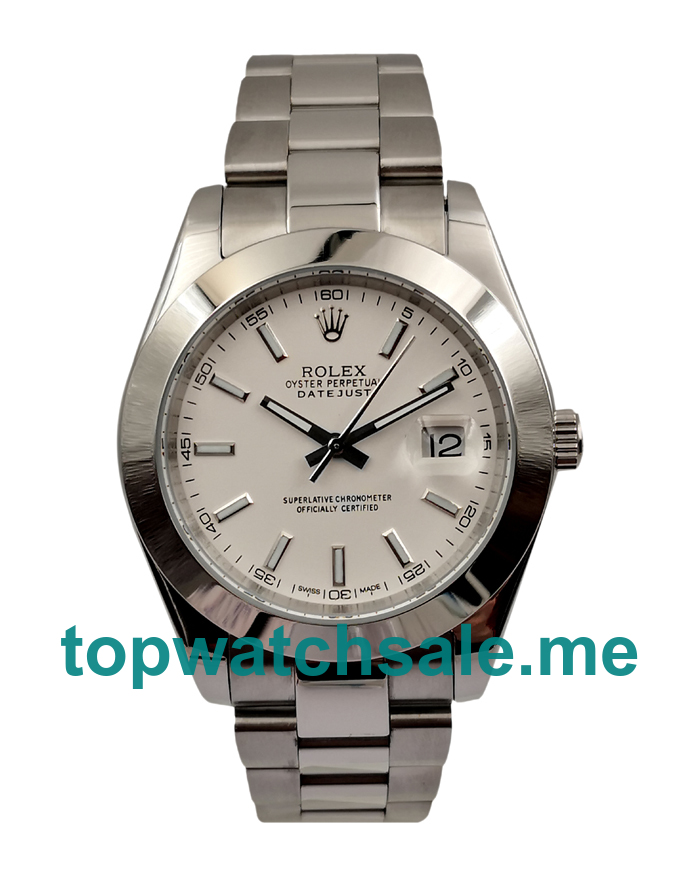 Replica Rolex Datejust 126300 UK - 41MM White Gold Male Rolex Datejust Replica Watches - Blingwatches.co.uk