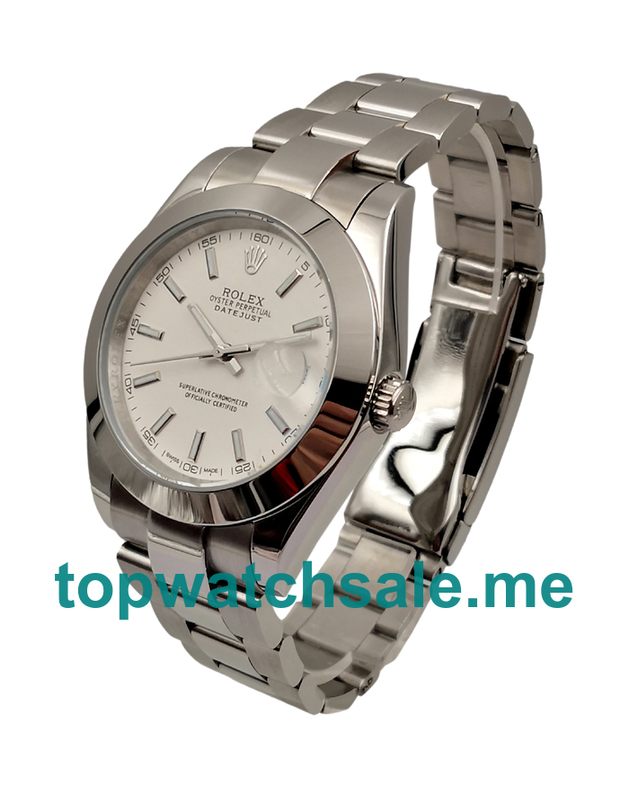 Replica Rolex Datejust 126300 UK - 41MM White Gold Male Rolex Datejust Replica Watches - Blingwatches.co.uk