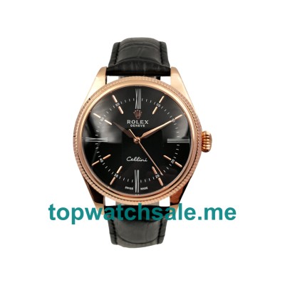 Replica Rolex Cellini 50505 UK - 39MM Rose Gold Male Rolex Cellini Replica Watches - Blingwatches.co.uk