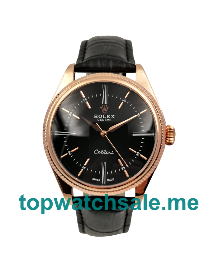 Replica Rolex Cellini 50505 UK - 39MM Rose Gold Male Rolex Cellini Replica Watches - Blingwatches.co.uk