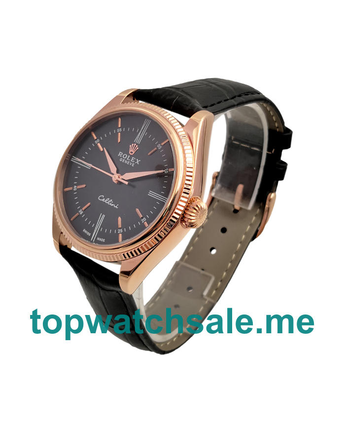 Replica Rolex Cellini 50505 UK - 39MM Rose Gold Male Rolex Cellini Replica Watches - Blingwatches.co.uk
