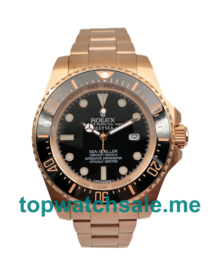 Replica Rolex Sea-Dweller Deepsea 126660 UK - 44MM Rose Gold Male Rolex Sea-Dweller Deepsea Replica Watches - Blingwatches.co.uk