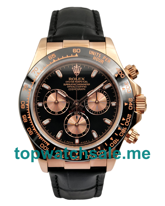 Replica Rolex Daytona 116515 UK - 40MM Rose Gold Male Rolex Daytona Replica Watches - Blingwatches.co.uk
