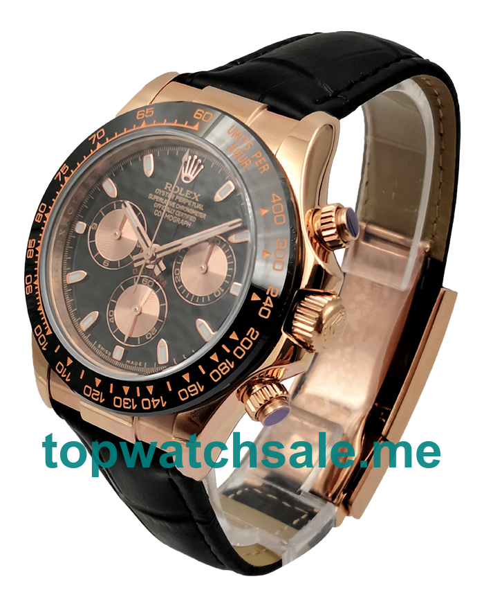 Replica Rolex Daytona 116515 UK - 40MM Rose Gold Male Rolex Daytona Replica Watches - Blingwatches.co.uk