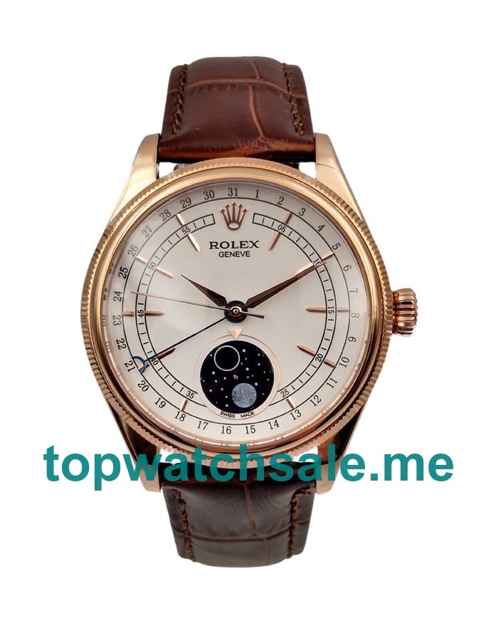 Replica Rolex Cellini 50535 UK - 39MM Rose Gold Male Rolex Cellini Replica Watches - Watchestop.me
